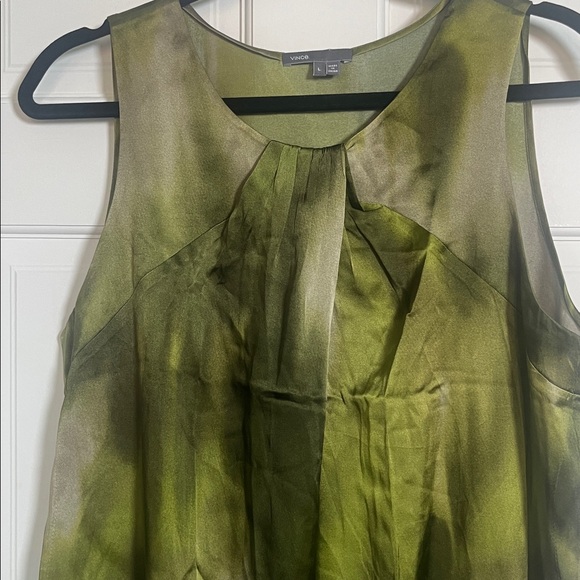 Vince Olive Green Silk Ombre Dress Size Large - Picture 4 of 7